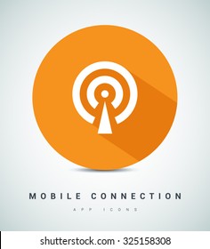 Cell Phone Tower. Wireless Icon. Mobile Connection Line Vector Icon For Websites And Mobile Minimalistic Flat Design. Modern Trend Concept Design Style Illustration Symbol