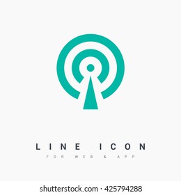 Cell Phone Tower. Wireless Icon. Mobile connection line vector icon for websites and mobile minimalistic flat design.