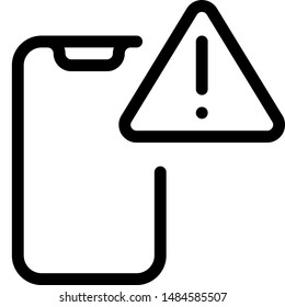 Cell phone with triangular exclamation mark notification