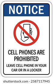 Cell phone use prohibited sign