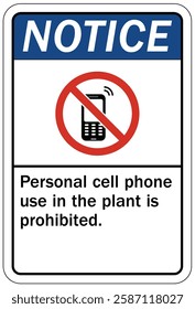 Cell phone use prohibited sign