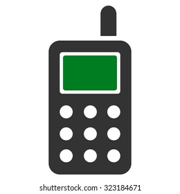 Cell Phone vector icon. Style is bicolor flat symbol, green and gray colors, rounded angles, white background.