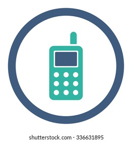 Cell Phone vector icon. Style is bicolor flat rounded symbol, cobalt and cyan colors, rounded angles, white background.
