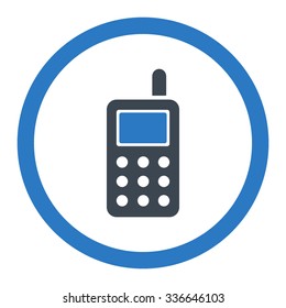 Cell Phone vector icon. Style is bicolor flat rounded symbol, smooth blue colors, rounded angles, white background.