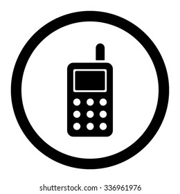 Cell Phone vector icon. Style is flat rounded symbol, black color, rounded angles, white background.