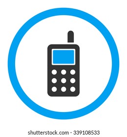 Cell Phone vector icon. Style is bicolor flat rounded symbol, blue and gray colors, rounded angles, white background.