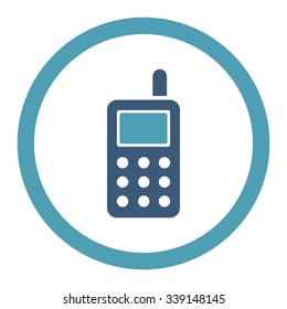 Cell Phone vector icon. Style is bicolor flat rounded symbol, cyan and blue colors, rounded angles, white background.