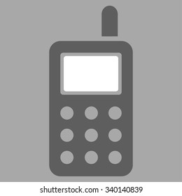 Cell Phone vector icon. Style is bicolor flat symbol, dark gray and white colors, rounded angles, silver background.