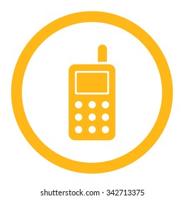 Cell Phone vector icon. Style is flat rounded symbol, yellow color, rounded angles, white background.