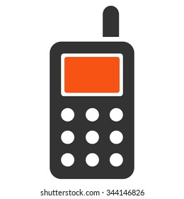 Cell Phone vector icon. Style is bicolor flat symbol, orange and gray colors, rounded angles, white background.