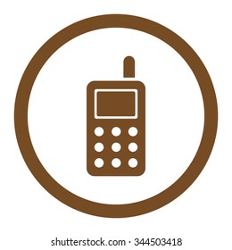Cell Phone vector icon. Style is flat rounded symbol, brown color, rounded angles, white background.