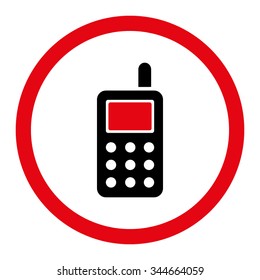 Cell Phone vector icon. Style is bicolor flat rounded symbol, intensive red and black colors, rounded angles, white background.