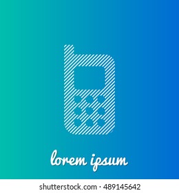 Cell Phone White stroke fill with blue and green gradient background Icon / Logo Design