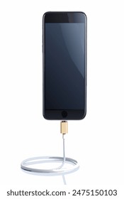 Handy mit aufgeladener Leitung