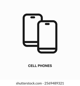 Cell Phones thin line icon or logo. Symbol or sign on business or finance ui theme. Vector line illustration.