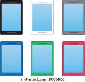 Cell phones in various colors 