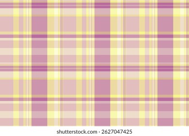 Cell plaid vector textile, row texture tartan pattern. Stripped seamless background fabric check in light and yellow colors palette.