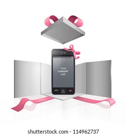Cell in realistic box for present. Isolated vector background design.