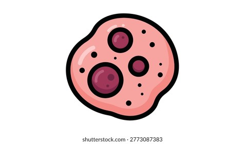 Cell with red nuclei and spots