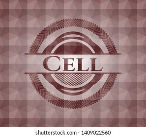 Cell red polygonal badge. Seamless.