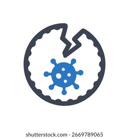 Ícone De Ruptura De Célula Isolado No Plano De Fundo Branco 
