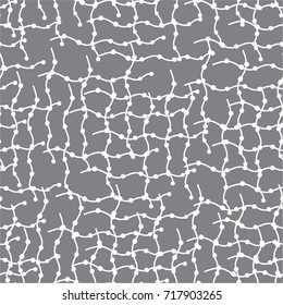 Cell, scarf, pinstripe, curved lines with dots, small circles, cage, intersection, waves on a gray background.Freehand drawing vector  with doodles. modern seamless pattern.

