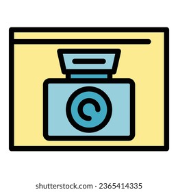 Cell screenshot icon outline vector. Camera screen. Image phone color flat