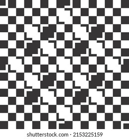 Cell seamless black and white flowers. A vector with identical and checkered cells that merge into an organic pattern.