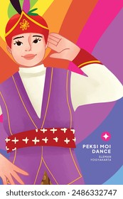 Cell shaded detailed hand drawn illustration of Indonesian Yogyakarta traditional Dancer