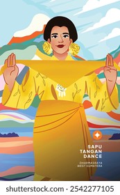 Cell shaded detailed hand drawn illustration of West Sumatera traditional Dancer