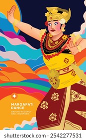 Cell shaded detailed hand drawn illustration of Balinese traditional Dancer