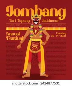 Cell shaded Illustration of Indonesian culture Topeng Jatiduwur dance Jombang