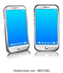 Cell Smart Mobile Phone White 3D and 2D