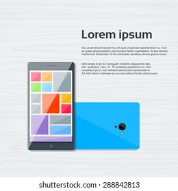 Cell Smart Phone Colorful Icon Flat Vector Illustration