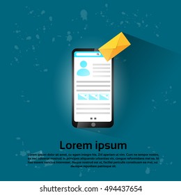 Sobre de teléfono móvil inteligente Enviar correo Red social Vector plano Ilustración