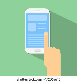 Cell Smart Phone Finger Touch Screen Icon Flat Design Vector Illustration