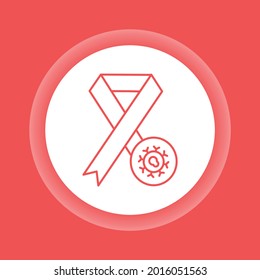 Сancer cell stages color button icon.  World Aids Day. Isolated vector element. Outline pictogram for web page, mobile app, promo.