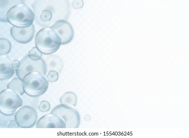 Cell stem science banner isolated on transparent background. Vector medical microscopic molecular conception. Biology 3d research dna nucleus cells patern.
