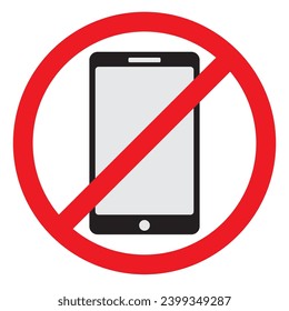Cell telephone warning stop sign icon. Phone turn off. Vector Illustration