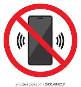Icono de señal de detención de advertencia de teléfono celular. No hay teléfono móvil. Apágalo. Ilustración vectorial