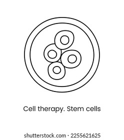 Línea de icono de terapia celular en vector, ilustración médica de células madre.