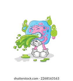 the cell throw up cartoon. cartoon mascot vector