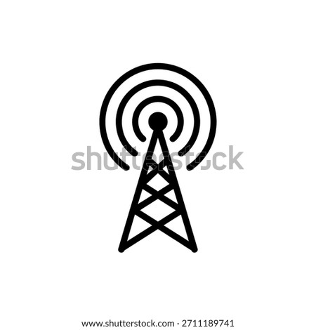 Cell Tower Antenna Icon Wireless Communication Technology Broadcasting Signal Tower Transmission and Reception