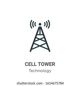 Cell Tower Glyph Icon Vector On White Background. Flat Vector Cell Tower Icon Symbol Sign From Modern Technology Collection For Mobile Concept And Web Apps Design.