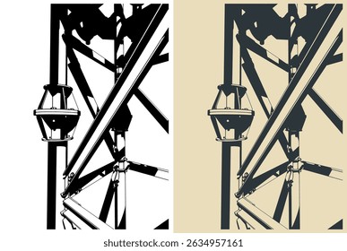 Ilustraciones vectoriales estilizadas de primer plano de la Asistencia de la torre celular