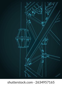 Suporte a torre de celular ilustração vetorial estilizada em close-up