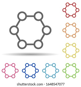 Unión de celdas en un icono de estilo multicolor. Línea delgada simple, contorno vector de iconos científicos para ui y ux, sitio web o aplicación móvil