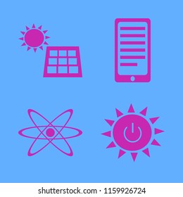 cell vector icons set. with solar panel, atom, solar power and phone conversation in set