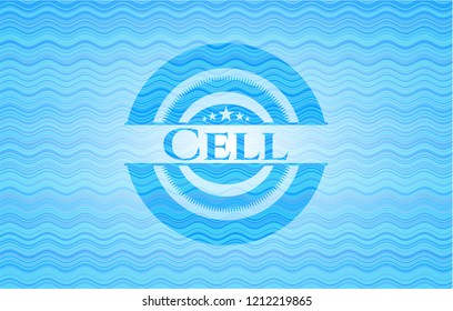 Cell water wave concept style badge.