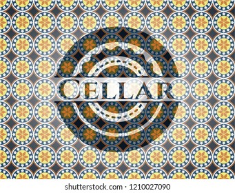 Cellar arabesque badge. arabic decoration.
